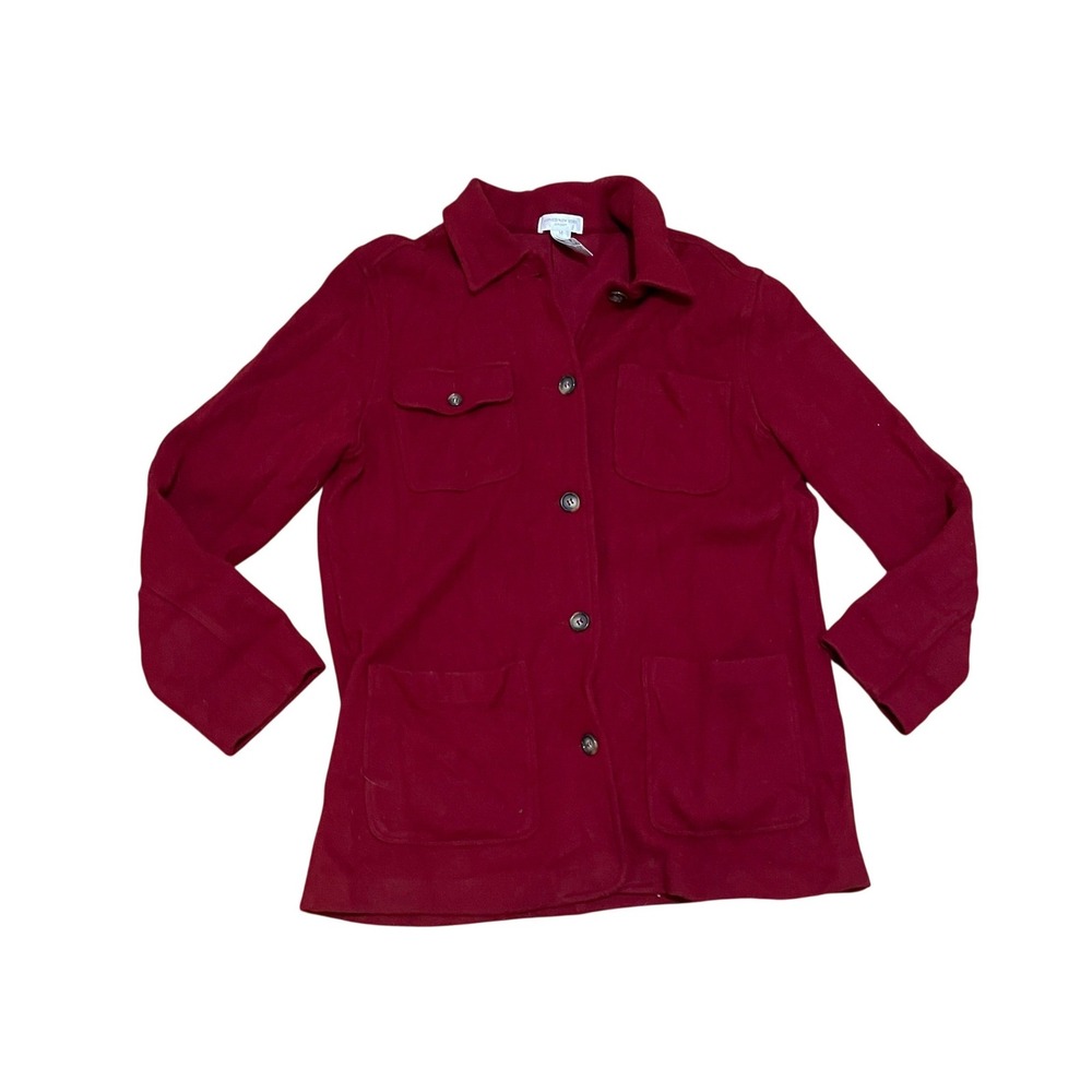 Jones New York Sport Women's M Tomato Red Wool Blend Button Down Shirt Jacket